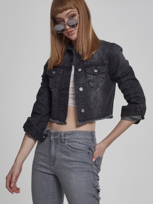 Дамско късо дънково яке в черен цвят Urban Classics