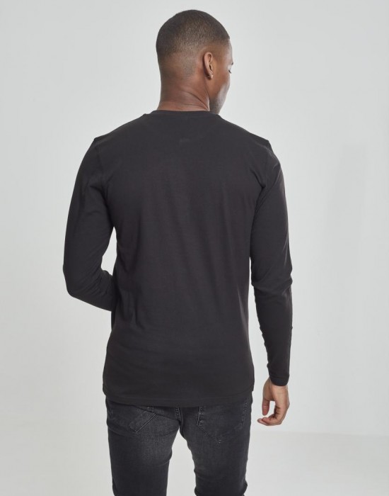 Мъжка памучна блуза с копчета Urban Classics Basic Henley в черно