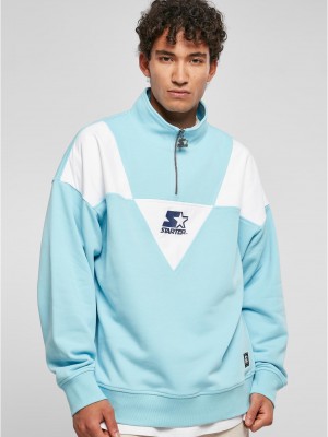 Мъжка широка блуза с яка в светлосин и бял цвят Starter Troyer