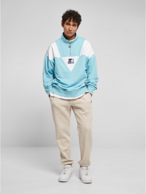 Мъжка широка блуза с яка в светлосин и бял цвят Starter Troyer