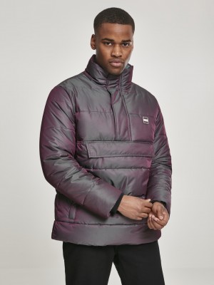 Мъжко зимно яке Urban Classics Shimmering Pull Over в сребрист цвят