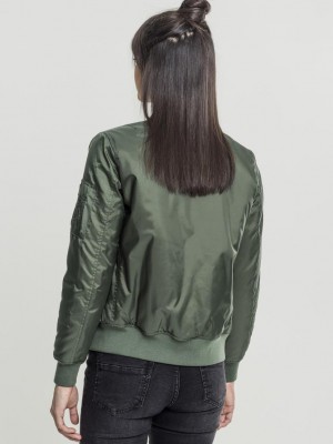 Дамско яке тип бомбър Urban Classics Basic в цвят маслина