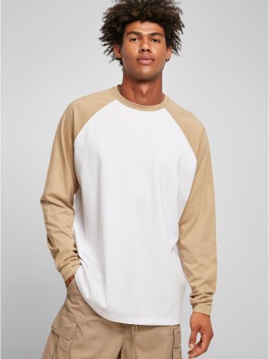 Мъжка блуза с реглан ръкав в бяло и бежово Urban Classics