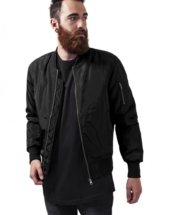 Мъжко черно яке тип бомбър Urban Classics blk/blk Мъжко черно яке тип бомбър Urban Classics blk/blk