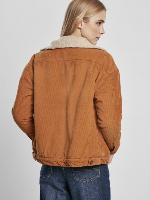 Дамско яке в бежово Urban Classics Ladies Oversize Sherpa Corduroy