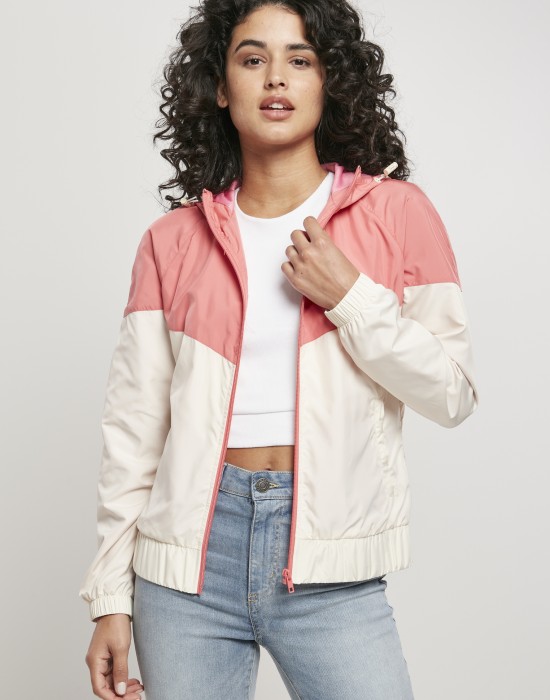 Дамска ветровка в розово и пясъчно Urban Classics Ladies Arrow Windbreaker 