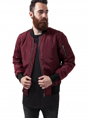 Мъжко яке тип бомбър в цвят бордо Urban Classics burgundy/black