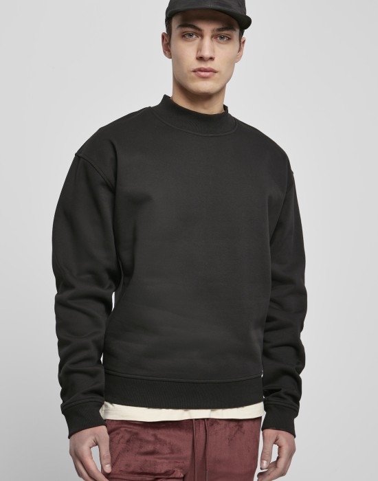 Мъжка блуза в черен цвят Urban Classics Mock Neck Crew Мъжка блуза в черен цвят Urban Classics Mock Neck Crew