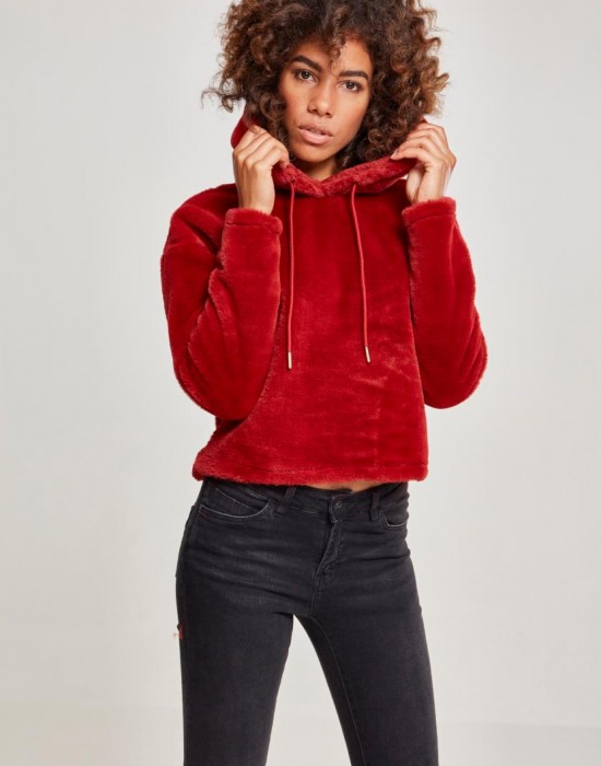 Дамски плюшен суичър Urban Classics burgundy Дамски плюшен суичър Urban Classics burgundy
