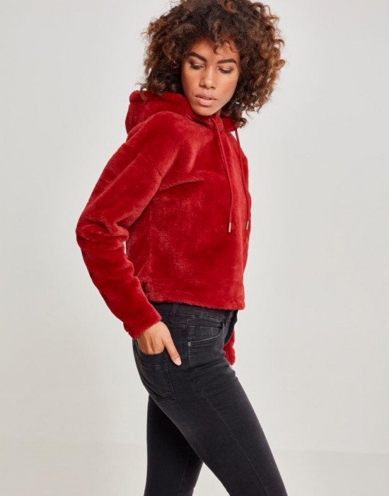 Дамски плюшен суичър Urban Classics burgundy Дамски плюшен суичър Urban Classics burgundy