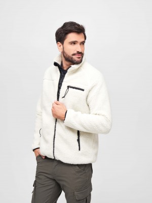 Мъжко яке от плюшен полар в бяло Brandit