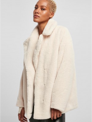 Дамско пухкаво палто в цвят екрю Urban Classics Ladies Teddy