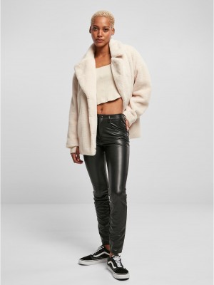 Дамско пухкаво палто в цвят екрю Urban Classics Ladies Teddy