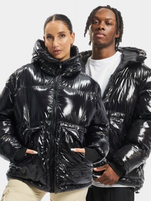 Зимно широко яке в черен цвят UNISEX DEF Jacket Shiny