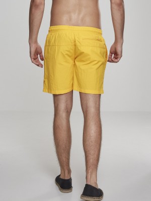 Мъжки плувни шорти Urban Classics Block в жълт цвят