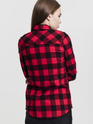 Дамска карирана риза в черно и червено Urban Classics Ladies Turnup Checked Flanell Shirt Дамска карирана риза в черно и червено Urban Classics Ladies Turnup Checked Flanell Shirt