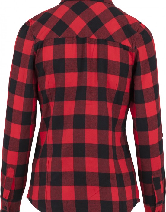 Дамска карирана риза в черно и червено Urban Classics Ladies Turnup Checked Flanell Shirt Дамска карирана риза в черно и червено Urban Classics Ladies Turnup Checked Flanell Shirt