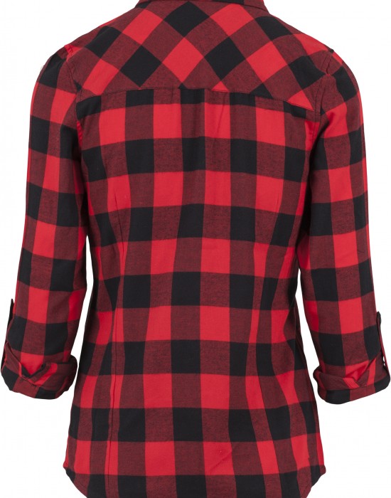 Дамска карирана риза в черно и червено Urban Classics Ladies Turnup Checked Flanell Shirt Дамска карирана риза в черно и червено Urban Classics Ladies Turnup Checked Flanell Shirt