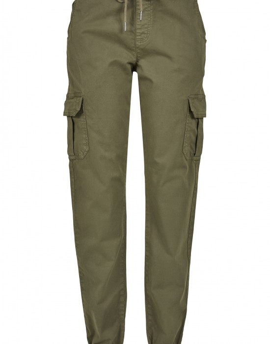 Дамски карго панталон в масленозелен цвят Urban Classics Ladies High Waist Cargo Jogging Pants summerolive 