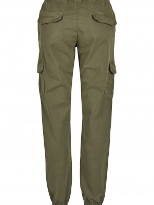 Дамски карго панталон в масленозелен цвят Urban Classics Ladies High Waist Cargo Jogging Pants summerolive 