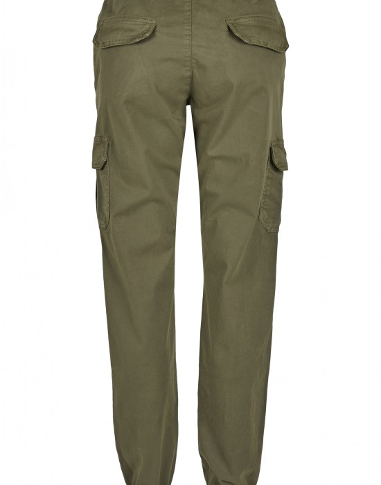 Дамски карго панталон в масленозелен цвят Urban Classics Ladies High Waist Cargo Jogging Pants summerolive 
