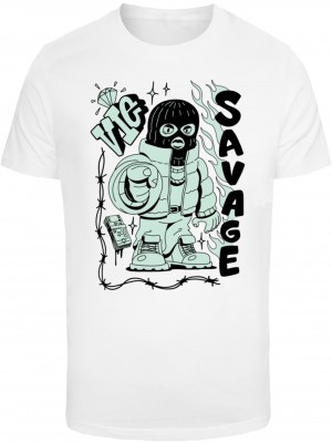 Тениска в бял цвят Mister Tee Savage Balaclava