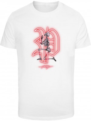 Мъжка бяла тениска Mister Tee Pray Neon Skull