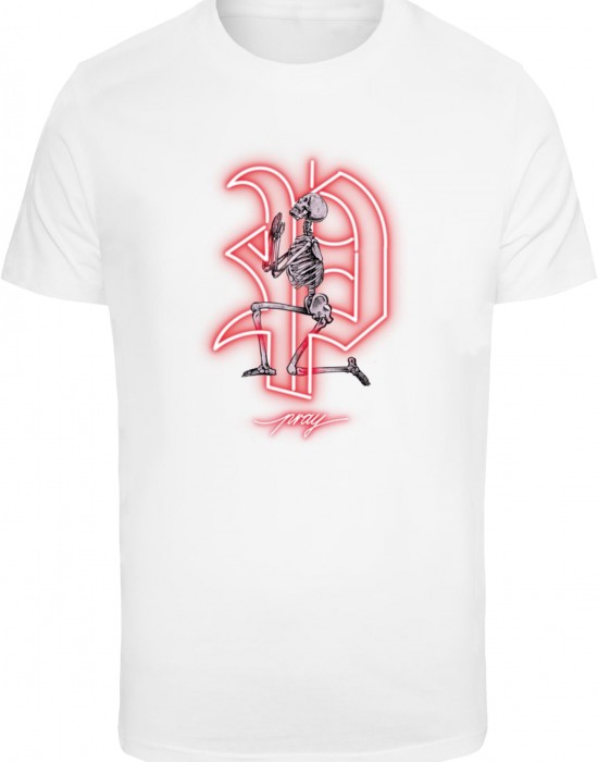 Мъжка бяла тениска Mister Tee Pray Neon Skull Мъжка бяла тениска Mister Tee Pray Neon Skull