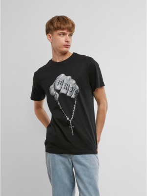 Черна тениска Mister Tee Faith Meets Strength