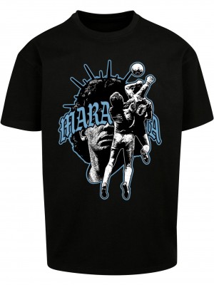 Мъжка тениска в черен цвят Божиите ръце Mister Tee Maradona
