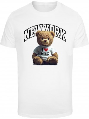 Тениска в бяло Mister Tee New York College Bear