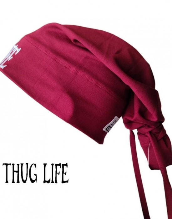 Бийни шапка в бордо с бродерия Thug life Beanie Street Knowledge