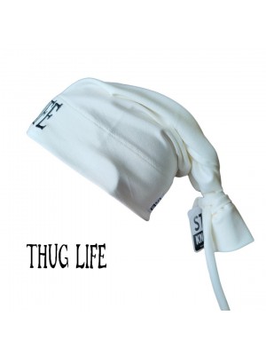 Бийни шапка в бяло с бродерия Thug life Beanie Street Knowledge Бийни шапка в бяло с бродерия Thug life Beanie Street Knowledge