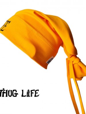 Бийни шапка в жълто с бродерия Thug life tattoo Street Knowledge Бийни шапка в жълто с бродерия Thug life tattoo Street Knowledge