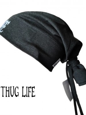 Бийни шапка в графит с бродерия Thug life Beanie Street Knowledge Бийни шапка в графит с бродерия Thug life Beanie Street Knowledge