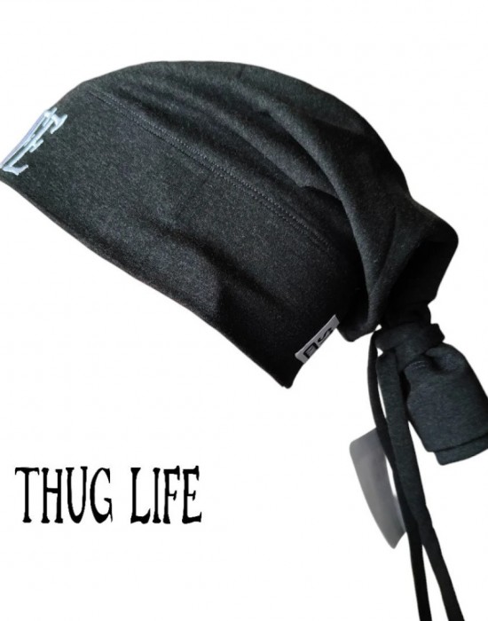 Бийни шапка в графит с бродерия Thug life Beanie Street Knowledge Бийни шапка в графит с бродерия Thug life Beanie Street Knowledge