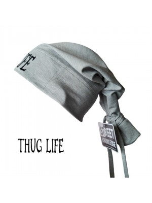 Бийни шапка в сиво с бродерия Thug life Beanie Street Knowledge