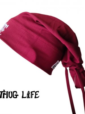 Бийни шапка в тъмночервено с бродерия Thug life tattoo Street Knowledge Бийни шапка в тъмночервено с бродерия Thug life tattoo Street Knowledge