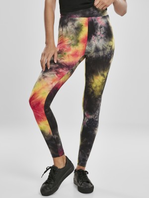 Дамски клин в черно и тъмнорозово от Urban Classics Ladies Tie Dye High Waist Leggings
