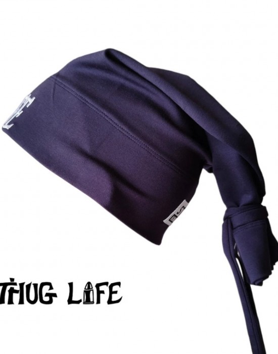 Бийни шапка в тъмносиньо с бродерия Thug life tattoo Street Knowledge