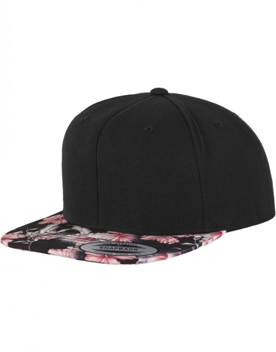 Шапка с козирка в черно Floral Snapback, Urban Classics, Шапки с козирка - Complex.bg