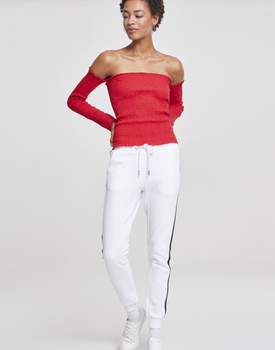 Дамска блуза с голи рамене в червен цвят Urban Classics Ladies Cold Shoulder Smoke L/S fire red 