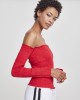 Дамска блуза с голи рамене в червен цвят Urban Classics Ladies Cold Shoulder Smoke L/S fire red 