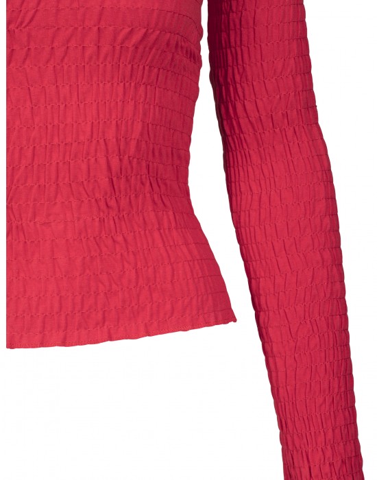 Дамска блуза с голи рамене в червен цвят Urban Classics Ladies Cold Shoulder Smoke L/S fire red 