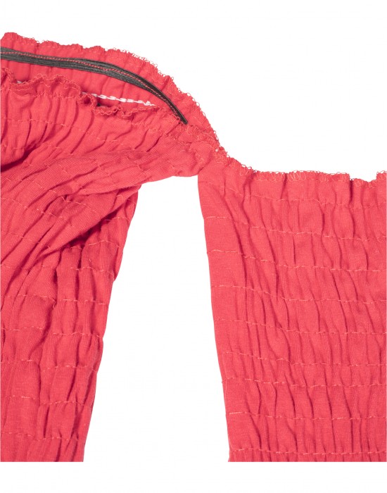 Дамска блуза с голи рамене в червен цвят Urban Classics Ladies Cold Shoulder Smoke L/S fire red 