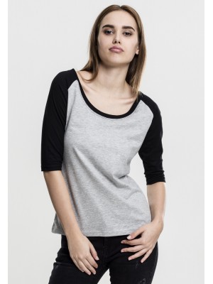 Дамска блуза Urban Classics gry/blk с 3/4 ръкави Дамска блуза Urban Classics gry/blk с 3/4 ръкави