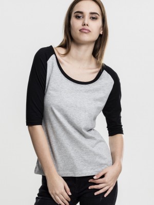 Дамска блуза Urban Classics gry/blk с 3/4 ръкави Дамска блуза Urban Classics gry/blk с 3/4 ръкави