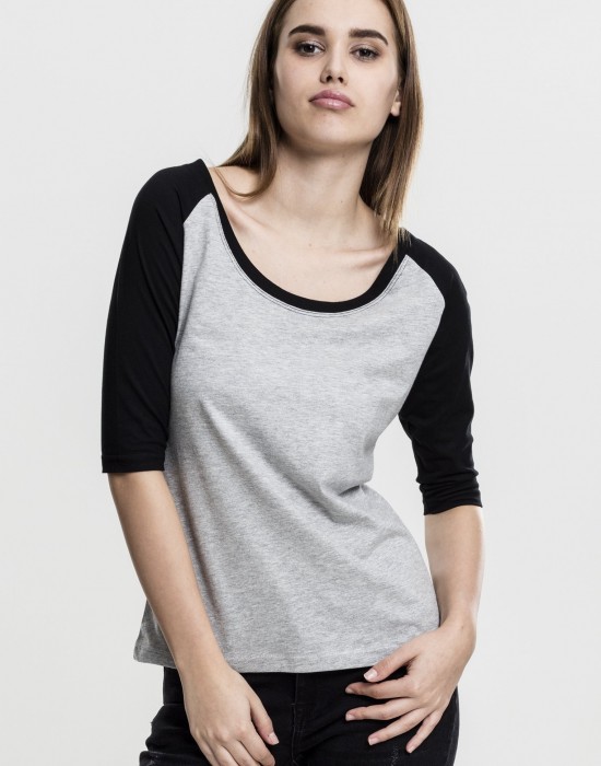 Дамска блуза Urban Classics gry/blk с 3/4 ръкави