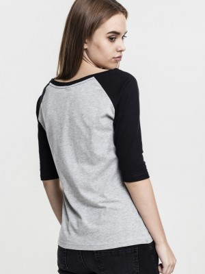 Дамска блуза Urban Classics gry/blk с 3/4 ръкави Дамска блуза Urban Classics gry/blk с 3/4 ръкави