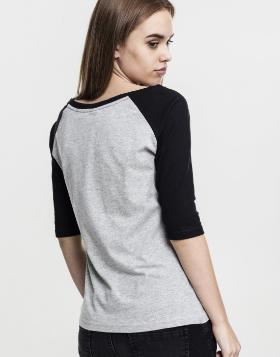 Дамска блуза Urban Classics gry/blk с 3/4 ръкави